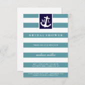 Uitnodiging Bruiloftsfeest - Naamletters Nautisch  (Voorkant / Achterkant)