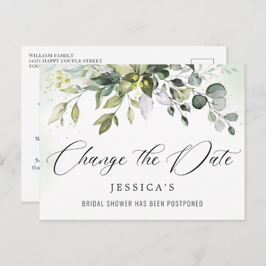 Uitnodiging Bruiloftsfeest Uitgestelde Datum Elega (Voorkant / Achterkant)