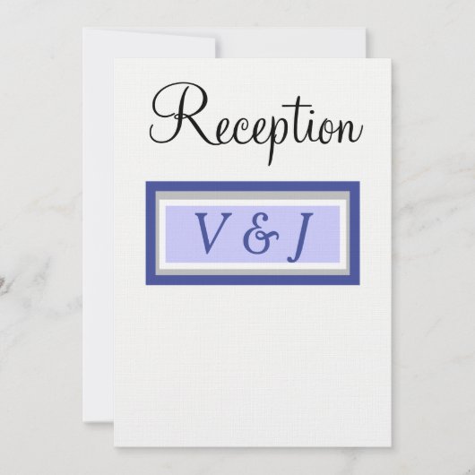 Uitnodiging bruiloftsreceptie Periwinkle Monogram (Voorkant)