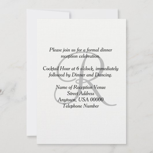 Uitnodiging bruiloftsreceptie Periwinkle Monogram (Achterkant)