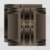 Uitnodiging bruin art Deco (Voorkant / Achterkant)