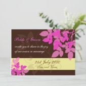 Uitnodiging bruin en roze huwelijk (Staand voorkant)