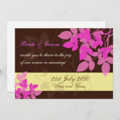 Uitnodiging bruin en roze huwelijk (Voorkant / Achterkant)