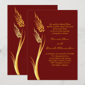 Uitnodiging bruin najaar Wheat Wedding (Voorkant / Achterkant)