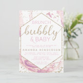 Uitnodiging Brunch Bubble & Baby Marble Baby showe (Staand voorkant)