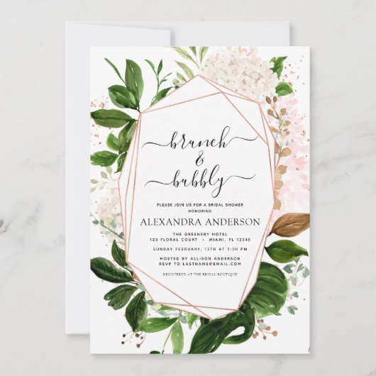 Uitnodiging Brunch & Bubble Vrijgezellenfeest Gree (Voorkant)