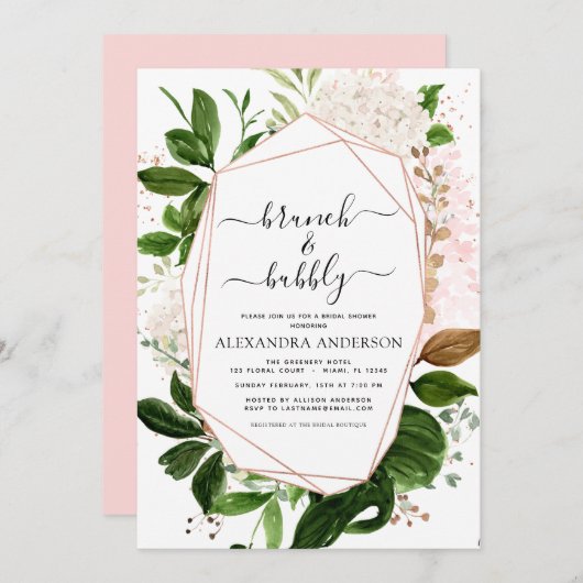 Uitnodiging Brunch & Bubble Vrijgezellenfeest Gree (Voorkant / Achterkant)