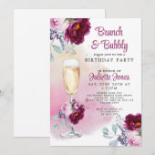 Uitnodiging Brunch en Bubble Birthday (Voorkant / Achterkant)