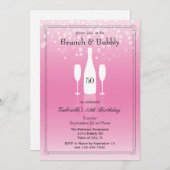 Uitnodiging Brunch en Bubble Birthday (Voorkant / Achterkant)