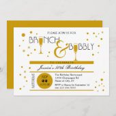 Uitnodiging Brunch en Bubble Birthday (Voorkant / Achterkant)