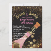 Uitnodiging Brunch en Bubble Champagne Birthday (Voorkant)