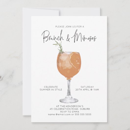 Uitnodiging Brunch & Mimosas Summer Cocktail Party (Voorkant)