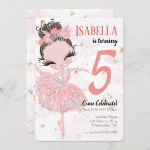 Uitnodiging Brunette Ballerina Birthday