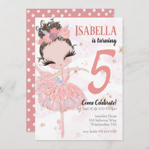 Uitnodiging Brunette Ballerina Birthday
