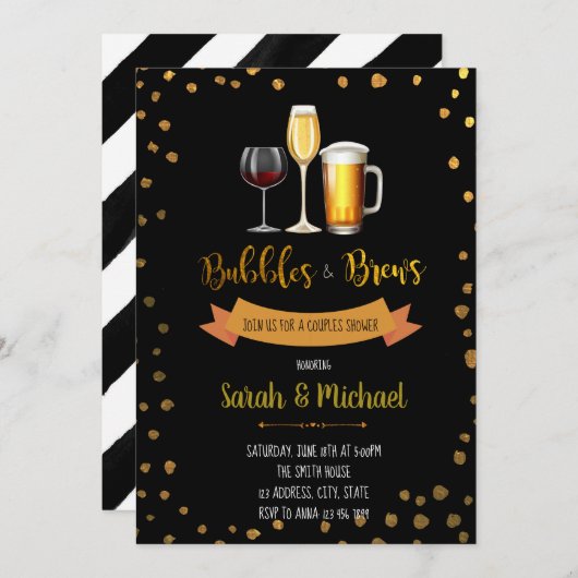 Uitnodiging bubbels en bierfeestje (Voorkant / Achterkant)