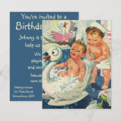 uitnodiging Bubble Bath Birthday Party (Voorkant / Achterkant)