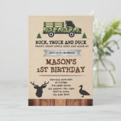 Uitnodiging Bucks Trucks and Ducks feestje (Staand voorkant)