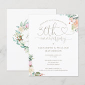 Uitnodiging Budget 30th Anniversary Heart Floral (Voorkant / Achterkant)