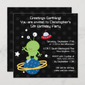 Uitnodiging buitenaards buitenaards verjaardagsfee (Voorkant / Achterkant)