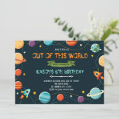 Uitnodiging buitenaards verjaardagsfeest (Staand voorkant)