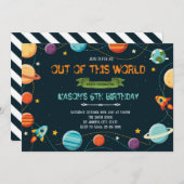 Uitnodiging buitenaards verjaardagsfeest (Voorkant / Achterkant)