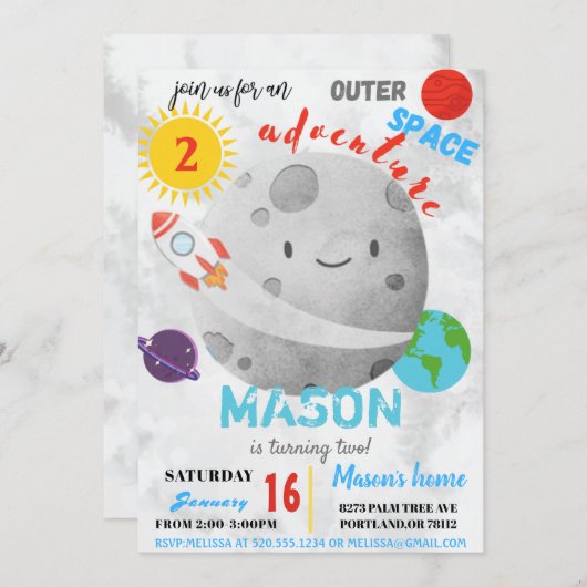 Uitnodiging buitendag voor ruimteavontuur (Voorkant / Achterkant)