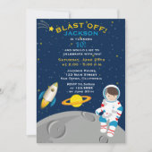 Uitnodiging buitenruimteastronaut Birthday Party (Voorkant)