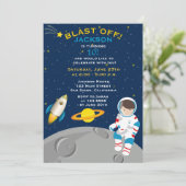 Uitnodiging buitenruimteastronaut Birthday Party (Staand voorkant)