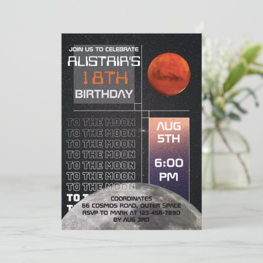 Uitnodiging buitenruimtevaart (Staand voorkant)