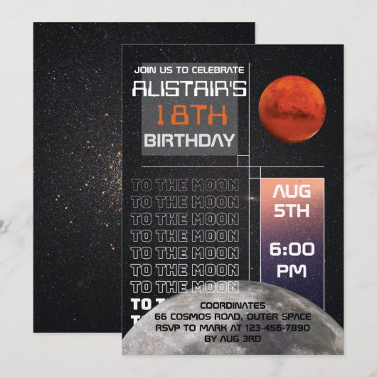 Uitnodiging buitenruimtevaart (Voorkant / Achterkant)