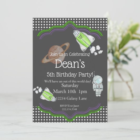 Uitnodiging buitenruimtevaart (Staand voorkant)