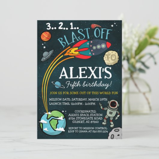 Uitnodiging buitenruimtevaart (Staand voorkant)