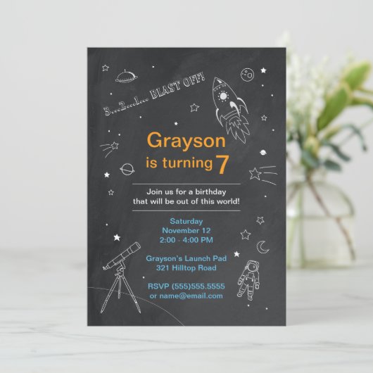 Uitnodiging buitenruimtevaart (Staand voorkant)