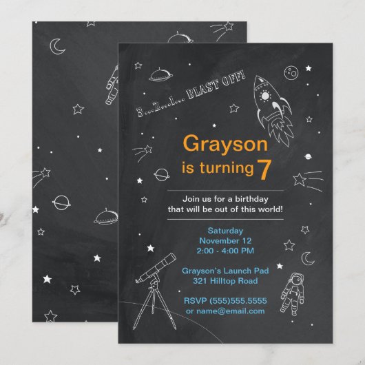 Uitnodiging buitenruimtevaart (Voorkant / Achterkant)