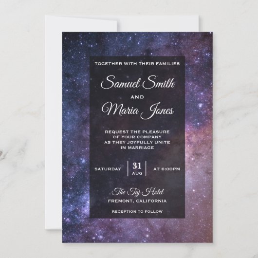 Uitnodiging buitenruimtevaart universum (Voorkant)