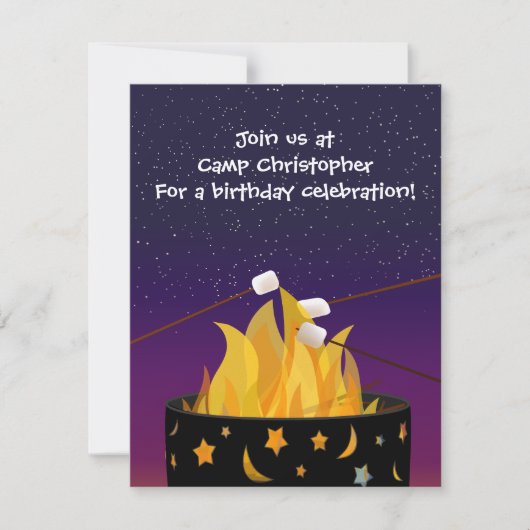 Uitnodiging buitenshuis Camping Party (Voorkant)