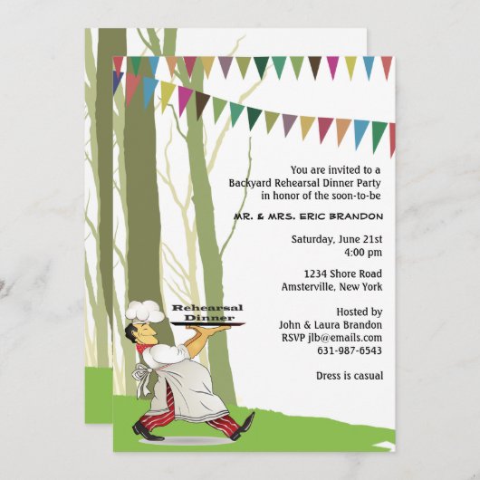 Uitnodiging buitenshuis om een repetitie uit te vo (Voorkant / Achterkant)