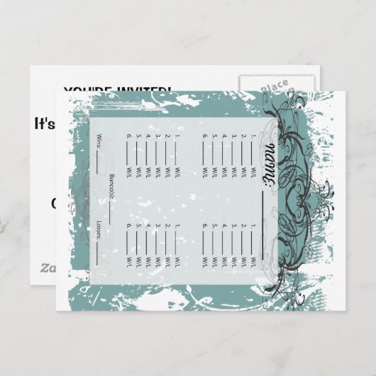 Uitnodiging Bunco Briefkaart (Voorkant / Achterkant)