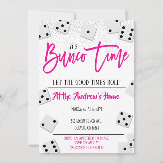 Uitnodiging Bunco Feestje (Voorkant)