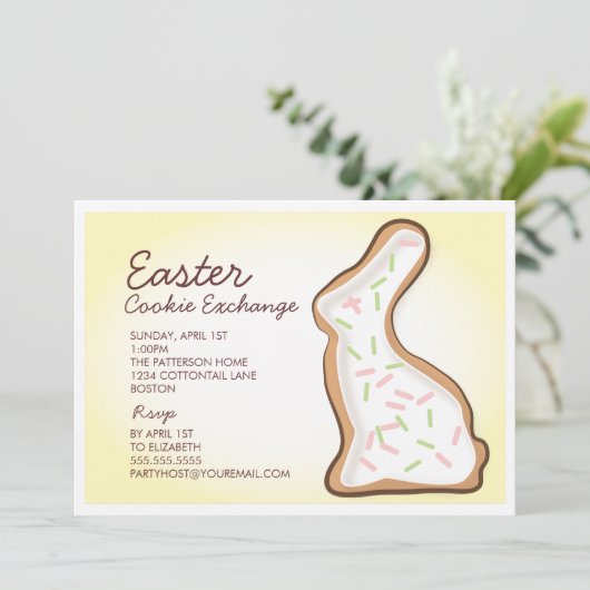 Uitnodiging bunny Cookie Swap Party (Staand voorkant)