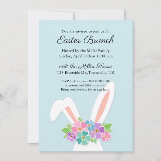 Uitnodiging bunny Easter (Voorkant)