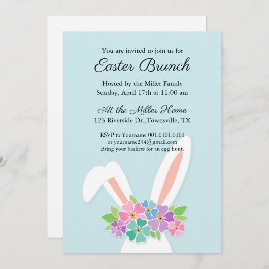 Uitnodiging bunny Easter (Voorkant / Achterkant)