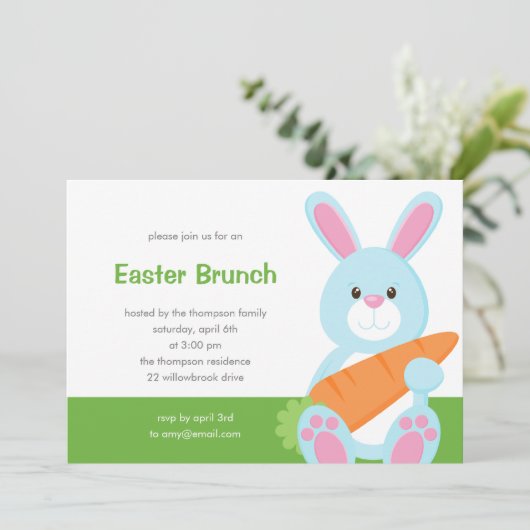 Uitnodiging bunny Easter (Staand voorkant)