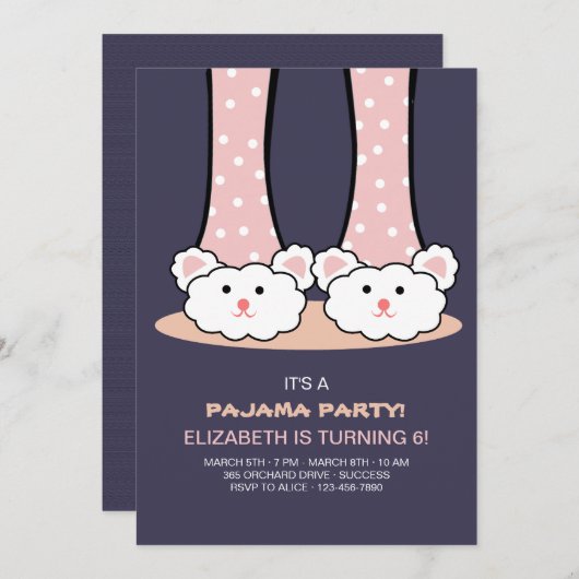 Uitnodiging bunny Slippers (Voorkant / Achterkant)