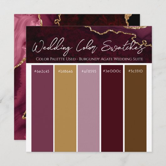 Uitnodiging Burgundy Agate Trouwkleurpalet (Voorkant / Achterkant)