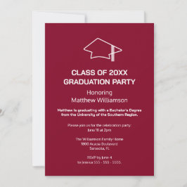 Uitnodiging Burgundy Graduation Party