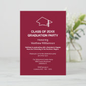 Uitnodiging Burgundy Graduation Party (Staand voorkant)