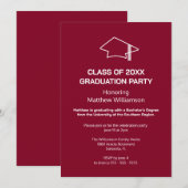 Uitnodiging Burgundy Graduation Party (Voorkant / Achterkant)