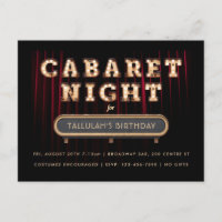 Uitnodiging Cabaret Night Birthday Party