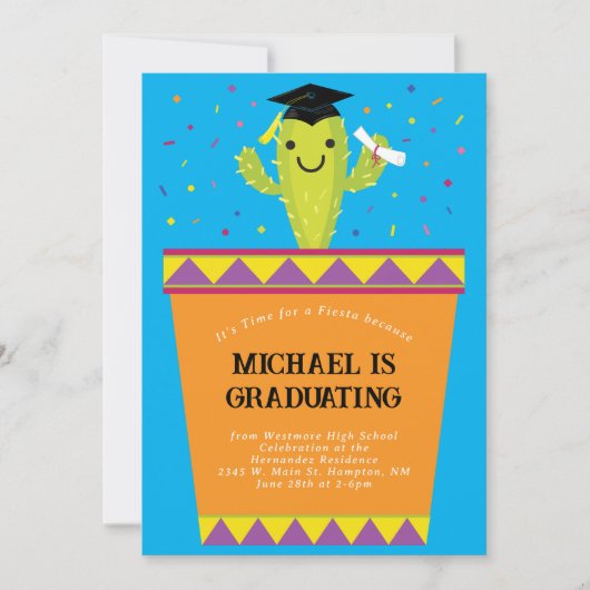 Uitnodiging Cactus Fiesta Graduation Party (Voorkant)